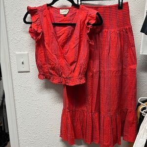 Red Women's Skirt Set